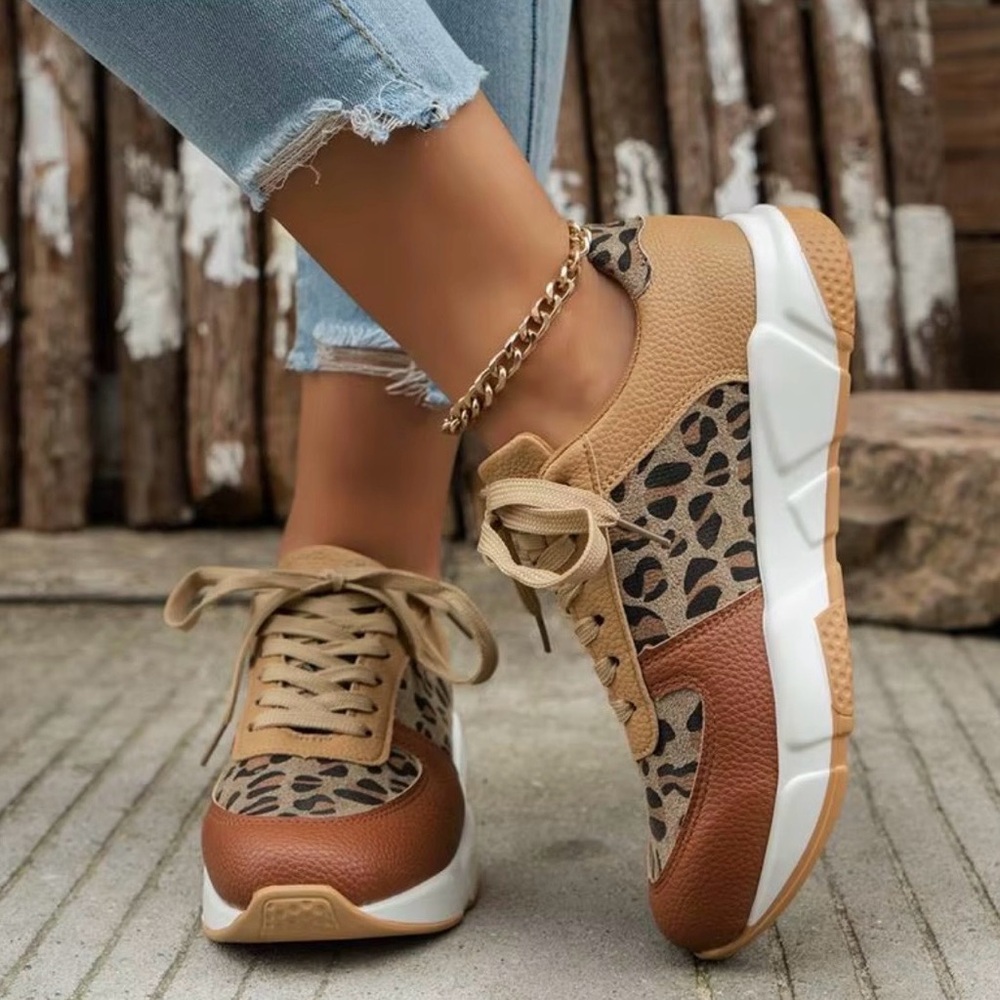Leopard Print Brown Sneakers